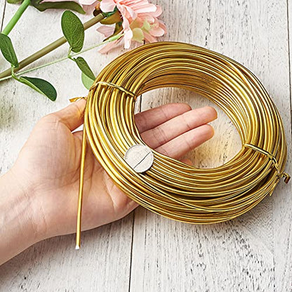 82 Feet 9 Gauge Round Aluminum Wire 3mm Golden Bendable Metal Craft Wire for Beading Jewelry Craft Making 25m Long