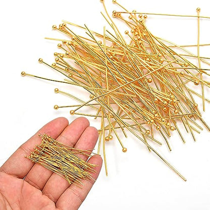 100pcs 18K Gold Filled Ball Pins Non Tarnish Craft Earring Bracelet Jewelry Making Accessories Supplies (100 Count)