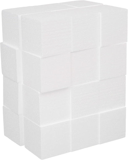 Crafare 2x2x2 Inch Foam Square Blocks 24Pack Mini Square Cubes for Sculpting Polystyrene Cubes for School Crafting Modeling Art Projects