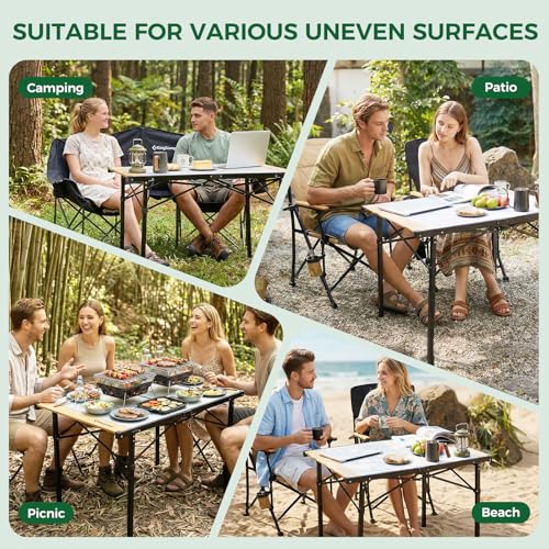 Camping Table Folding Portable Table Aluminum Roll Up Lightweight Foldable Large Camp Table for Indoor Outdoor Picnic Backyard