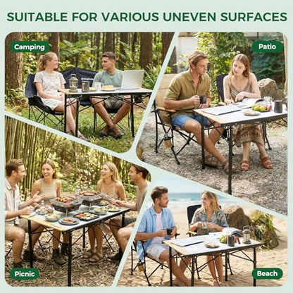 Camping Table Folding Portable Table Aluminum Roll Up Lightweight Foldable Large Camp Table for Indoor Outdoor Picnic Backyard