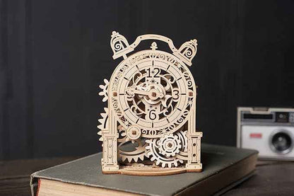UGEARS Vintage Alarm Clock 3D Puzzle - Wooden Model Kit for Adults to Build - Mechanical Model Desk Clock Making Kit - 3D Jigsaw Puzzle Wood Toy Clock - DIY Brain Teaser Puzzle Construction Set