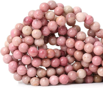 60pcs Adabele Natural Pink Rhodonite Healing Gemstone 6mm (0.24 inch) Round Loose Beads Gem Stone Spacer for Craft Jewelry Making GF9-6
