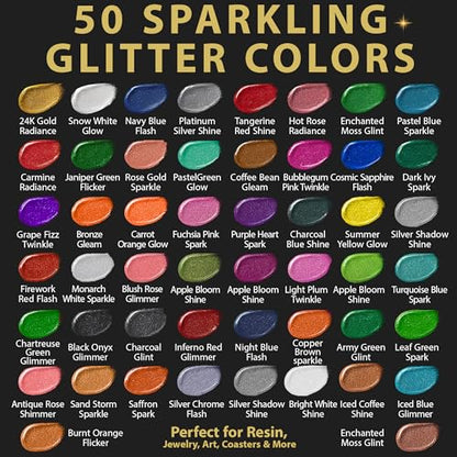 50 Color Pigment Paste for Epoxy Resin Set [ Glitter Series ] (26.5 Ounce)