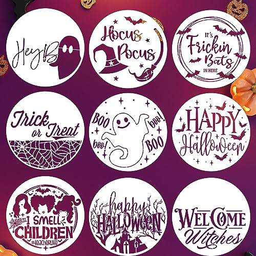 Halloween Stencils for Painting on Wood 12inch Round Halloween Stencil (9 Count)