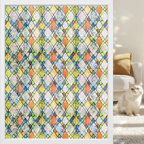 Rainbow 3D Window Stained Glass Privacy Film Decorative (2777.78 sq inches sq inches)