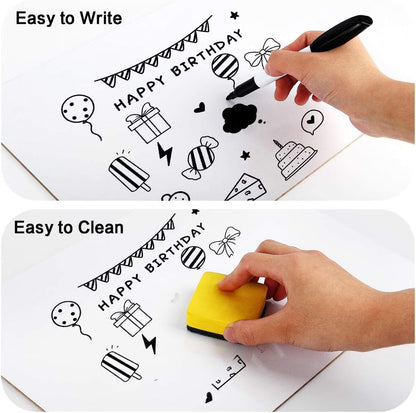 Dry Erase Lapboards, HERKKA 8 Pack Double Sided Dry Erase Lap Boards 9 x 12.5 Inch, 8 Markers, 8 Erasers, Small Dry Erase Boards for Classroom Supplies