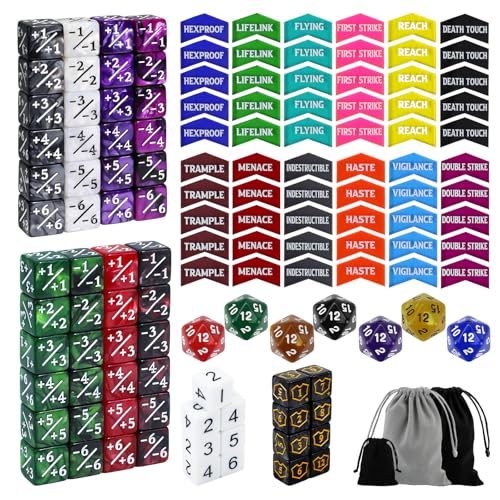 130 Pieces MTG Dice Counters Set Bulk Ability Keyword Tokens