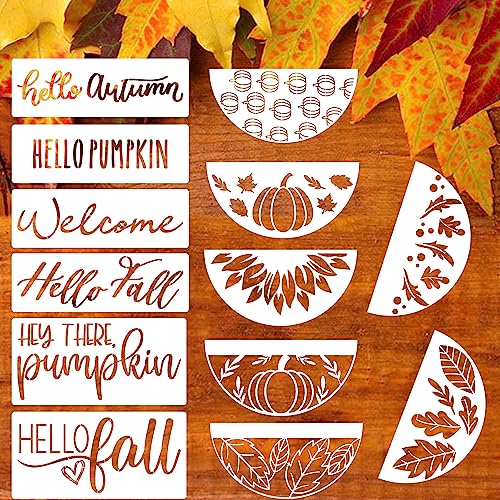 Fall Stencils for Painting on Wood Half Circle Stencils for Crafts Reusable (13 Count)