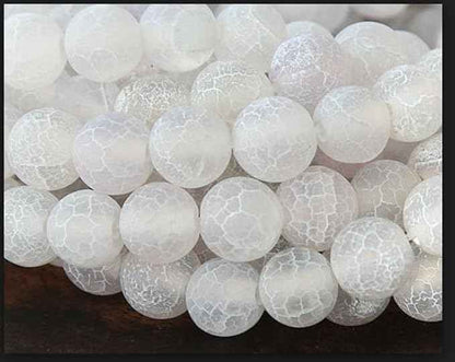 45pcs Adabele Natural Frosted Weathered White Agate Healing Gemstone 8mm (0.31 inch) Round Loose Beads Gem Stone Spacer for Craft Jewelry Making GF12-8
