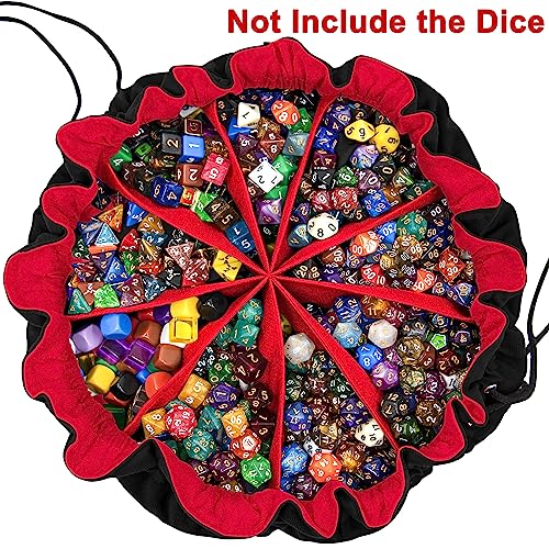 Large Dice Bag with Pockets Big Capacity Dice Bag Drawstring Pouch