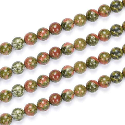 60pcs Adabele Natural Unakite Jasper Healing Gemstone 6mm (0.24 inch) Round Loose Beads Gem Stone Spacer for Craft Jewelry Making GF18-6
