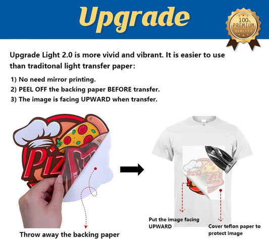 TransOurDream Heat Iron on Transfer Paper for Light T Shirts (500 Sheets, 8.5x11", 2.0) Printable HTV Heat Transfers Vinyl for Inkjet Printer, Iron on Transfers for Light Fabric