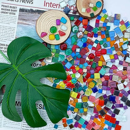 1.1LB Assorted Colors Irregular Crystal Glass Mosaic Tiles (17.6 Ounce)