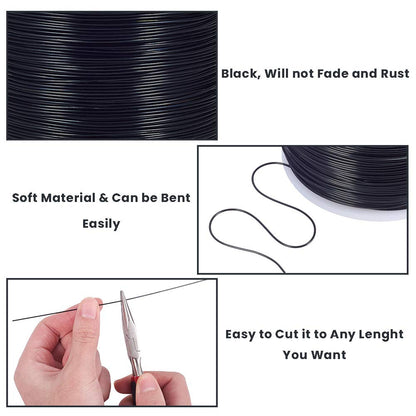 BENECREAT 20 Gauge 770FT Black Anodized Aluminum Jewelry Craft Wire for Model Craft, Gem Wrapping, Jewelry Making