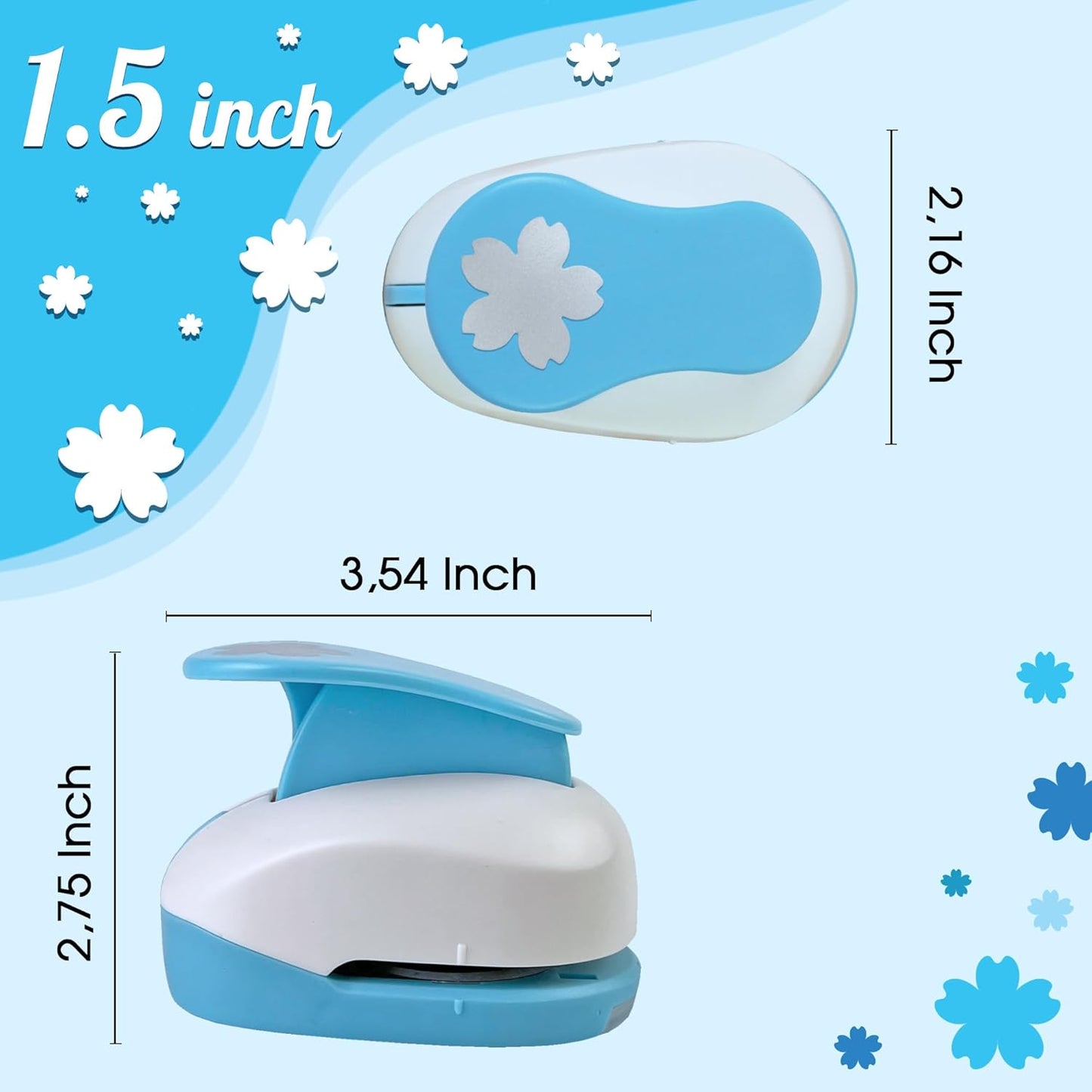 Flower Hole Punch for Paper Crafts, 1.5-Inch Across, Cherry Blossoms Punch Cutter, Lever Punch, Flower Shape for Card Making, Scrapbooking, DIY Arts - Crafty Corner