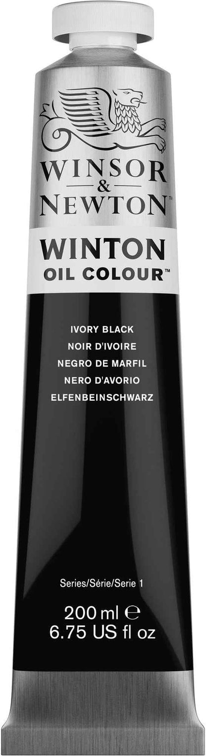 Winsor & Newton Winton Oil Color, 200ml (6.75-oz) Tube, Ivory Black