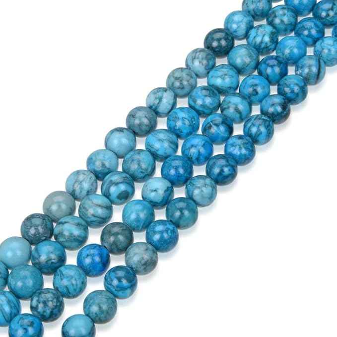 35pcs Adabele Natural Blue Lace Jasper Healing Gemstone 10mm (0.39 inch) Round Loose Beads Gem Stone Spacer for Craft Jewelry Making GF31-10