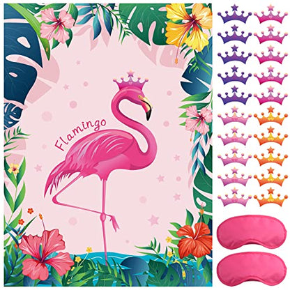 Pin The Crown on The Flamingo Birthday Hawaiian Luau Tiki Party