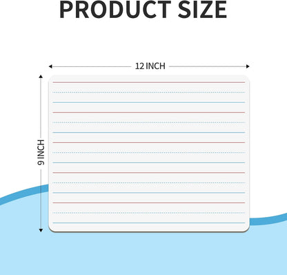 2pack 9x12 inches Dry Erase Board Lapboard Reusable Lined Erasable Ruled Writing Note Pad Lapboard,Blank Whiteboard on Reverse Mini Whiteboard,Small White Board Dry Erase for Students & Classroom