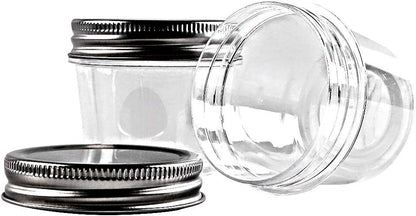 novelinks 4 Ounce Clear Plastic Jars Containers With Screw On Lids - Refillable Round Empty Plastic Slime Storage Containers for Kitchen & Household Storage - BPA Free (40 Pack)