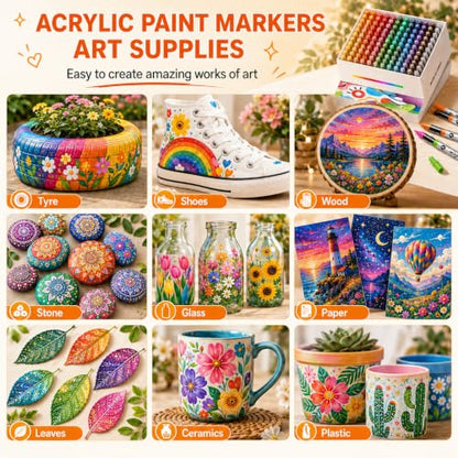 120 Color Acrylic Paint Markers (120 Count)