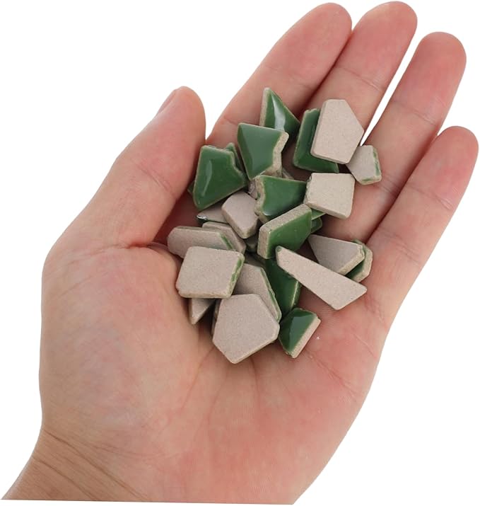 TEHAUX 1 Pack DIY Kit Unique Green Ceramic Tiles for Stepping Stones Home Decoration and Art Projects