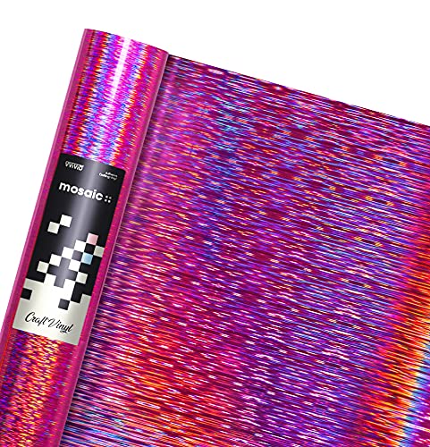 Mosaic+ Rose Pink Brushed Holographic 1ft x 5ft Crafting Vinyl Crinkle