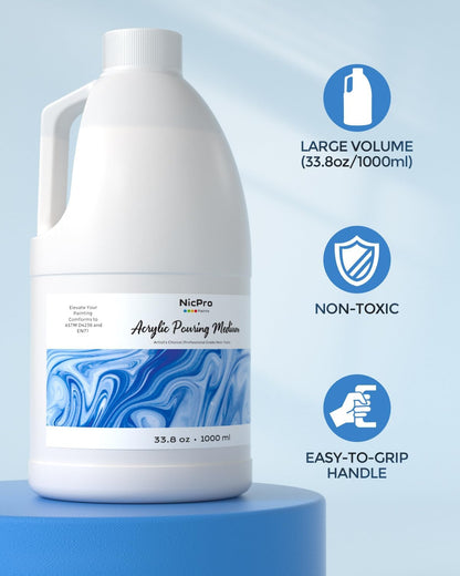 Nicpro Paint Thinner for Acrylic Painting, 33.8oz / 1000ml, Acrylic Paint Thinner, Acrylics Flow Medium Improve Flow Consistency