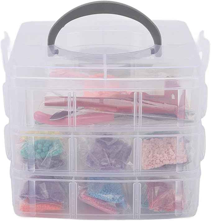 Dam Skerisi Jewelry Making Bead Kit, DIY Beads Set with Lobster Clasp and Scissors, Acrylic Jewelry Beads for Bracelet Necklace Earrings Crafting, Includes Storage Box and Multiple Acce