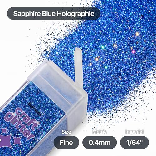 Craft Glitter Shaker Sapphire Blue Holographic 110g Fine (3.8 Ounce)