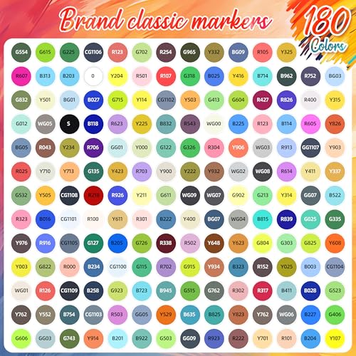 180 Colors Alcohol Markers Fine & Chisel Dual Tip Art Markers Set