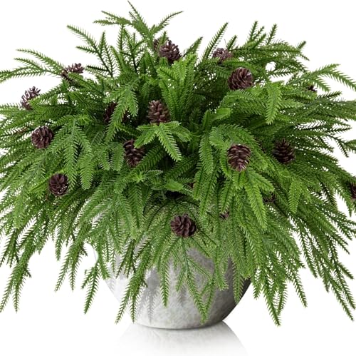 10 Pcs Christmas Norfolk Pine Branches Pine Cones (10 Count)