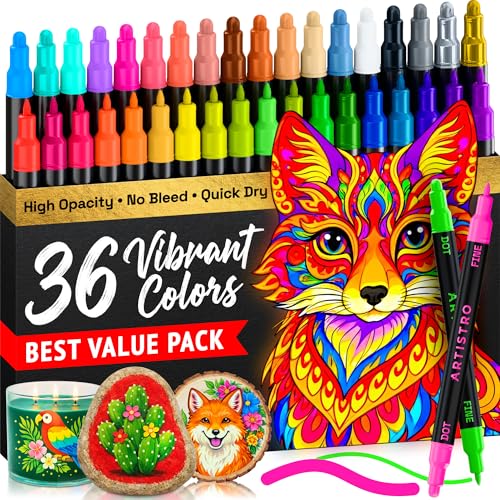 Dual Tip Acrylic Paint Marker Pens (36 Count)