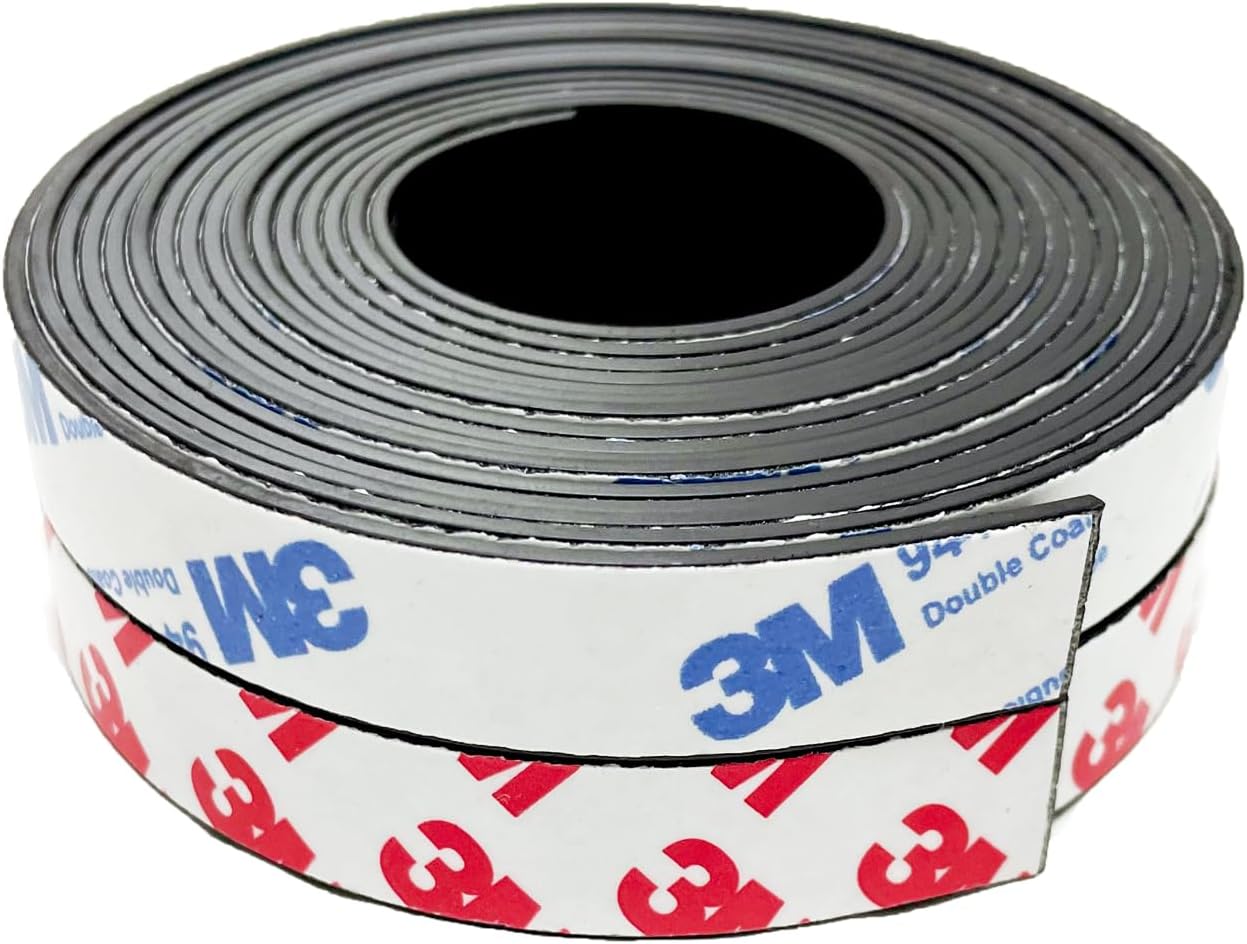 2 Rolls Magnetic Tapes with 3M Adhesive Backing, 6.5FT X 0.6" W x 2 Pack Flexible Magnet Strips for DIY Crafting