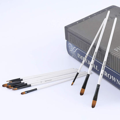 Filbert Paint Brushes Set, 12 PCS Artist Brush for Acrylic Oil Watercolor Gouache Artist Professional Painting Kits with Synthetic Nylon Tips