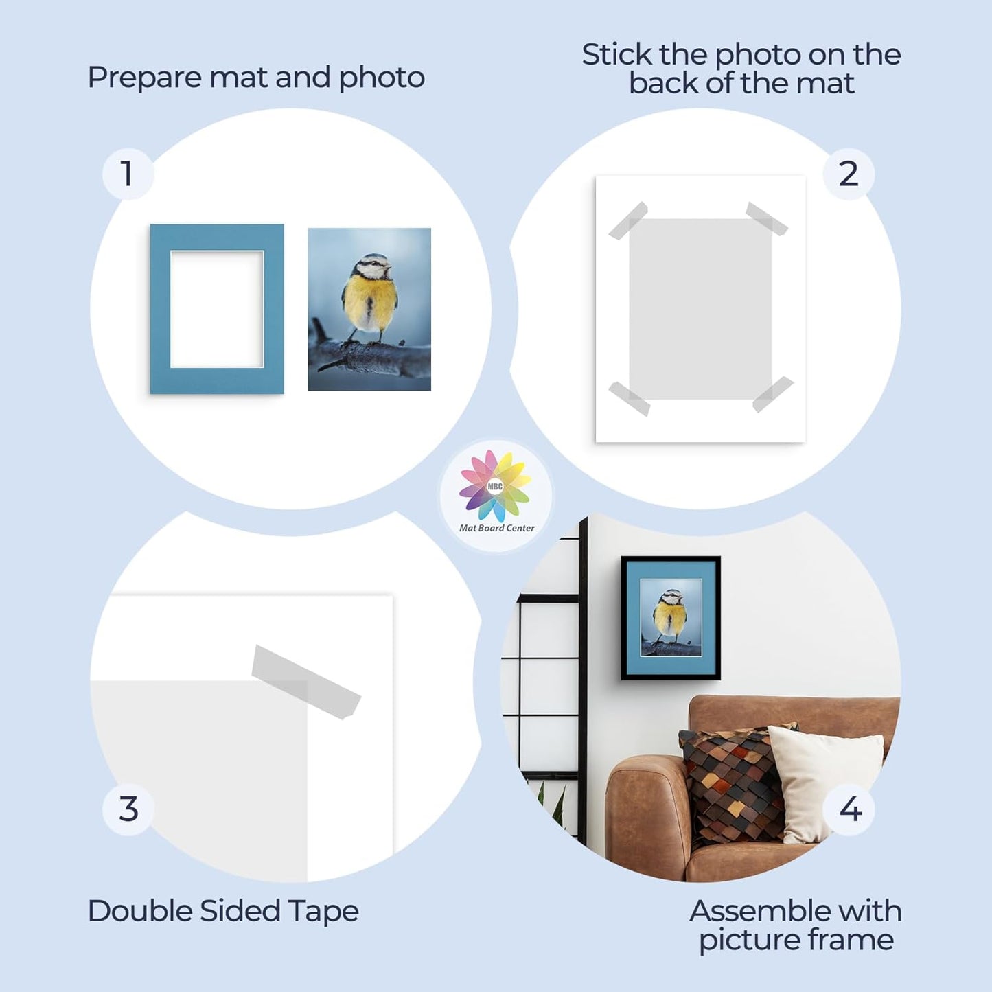 Mat Board Center, Pack of 25, 11x14 for 8x10 Mixed Color Mats - Acid Free, 4-ply Thickness, White Core - for Pictures, Photos, Framing