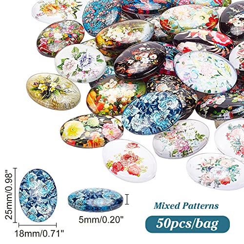 50pcs Oval Glass Cabochons