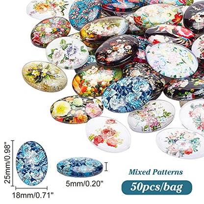 50pcs Oval Glass Cabochons