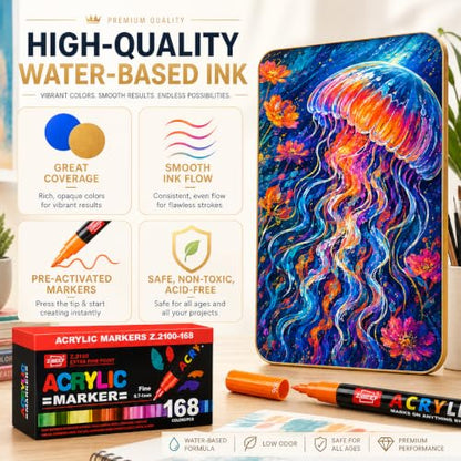 168 Colors Acrylic Paint Markers and ACRYLIAC PAINT PENS for Rock (168 Count)