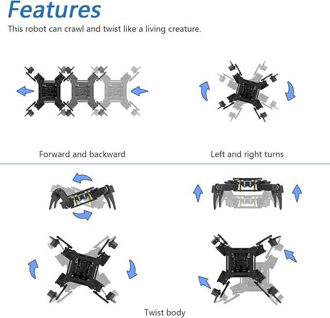 FREENOVE Quadruped Robot Kit (Compatible with Arduino IDE), Walking Crawling Twisting, App Remote Control, Servo STEM Project
