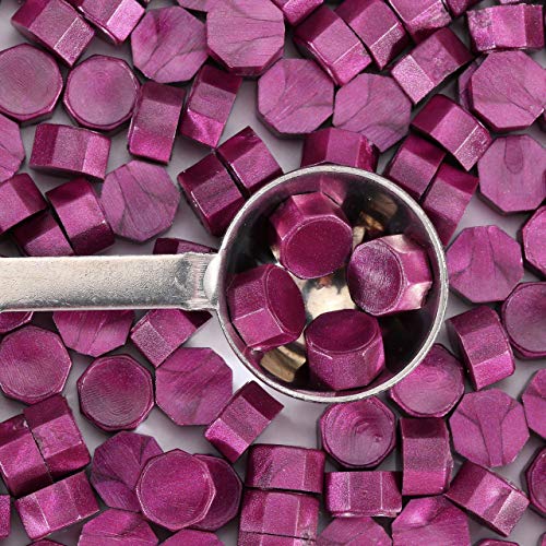 360 Pcs Purplish Red Sealing Wax Beads Set for Wax Seal Stamp with Candles and Melting Spoon