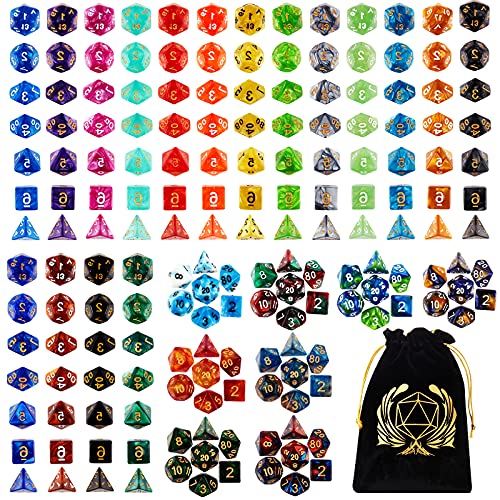 25 Set DND Polyhedral Dice with Storage Pouch
