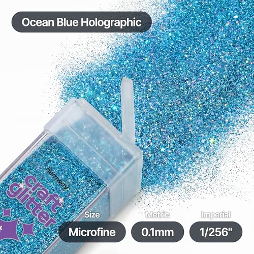 Craft Glitter Shaker Ocean Blue Holographic 130g Microfine (4.58562 Ounce)
