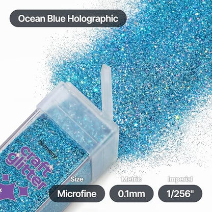 Craft Glitter Shaker Ocean Blue Holographic 130g Microfine (4.58562 Ounce)