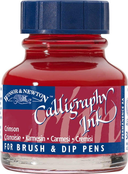 Winsor & Newton Calligraphy Ink, 30ml (1-oz) Bottle, Crimson - Crafty Corner