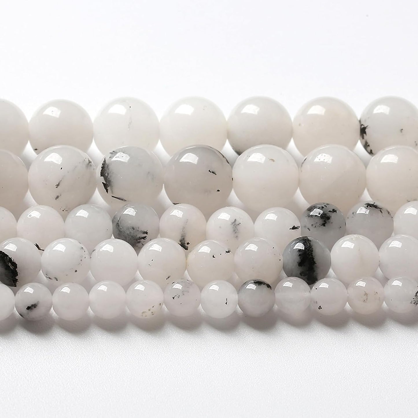 36pcs 10mm Natural Black Rutilated Quartz Crystal Jade Stone Beads for Jewelry Making Energy Healing Power Stone Beads DIY Bracelet Necklace Accessories 15" (10mm, Black Rutilated Quartz Jade)