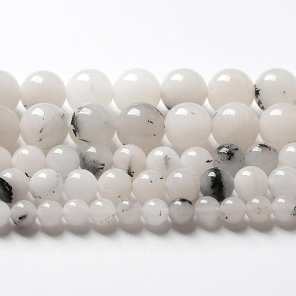 45pcs 8mm Natural Black Rutilated Quartz Crystal Jade Stone Beads for Jewelry Making Energy Healing Power Stone Beads DIY Bracelet Necklace Accessories 15" (8mm, Black Rutilated Quartz Jade)