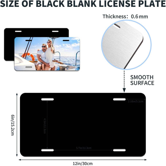 30 Pack 0.65mm Black Aluminum Plate Blanks for Custom Design Work - Automotive Blank Plates for Vinyl, UV Printing, Laser Engraving Personalized Metal Tags,6X12 Inch (30Pack)