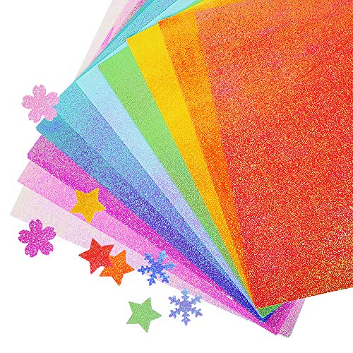 50 Sheets Shiny Origami Paper 10 Color Square Iridescent Origami Paper (50 Count )